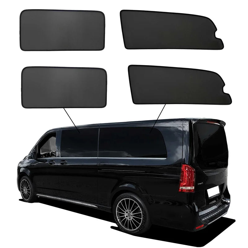 SunClip Zicht- & Zonwering passend voor Mercedes V-Klasse W447 (Extra lange wielbasis) 2014-2024 zonder uitzetbare ruiten